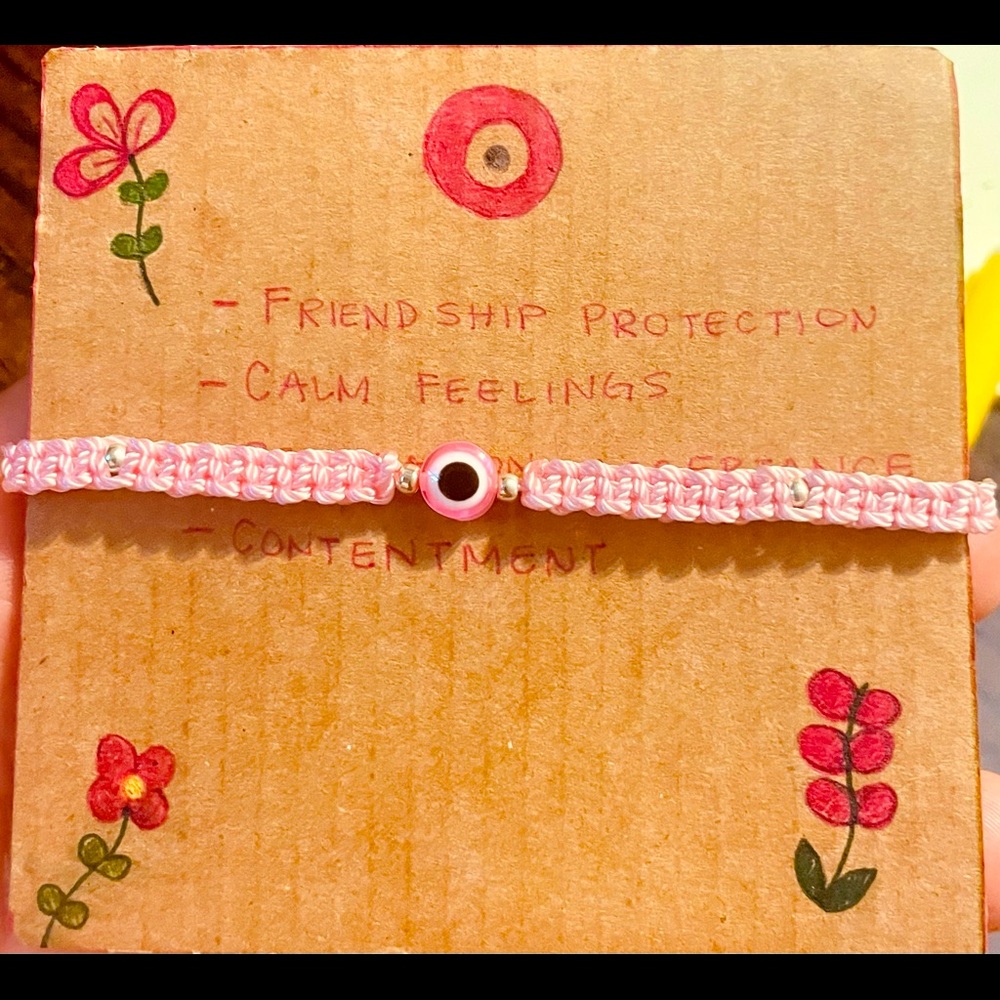 Pink evil eye bracelet